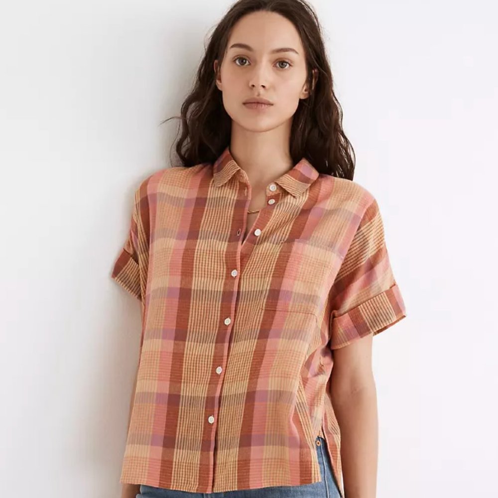 Madewell Daily Shirt in Neon Madras Plaid